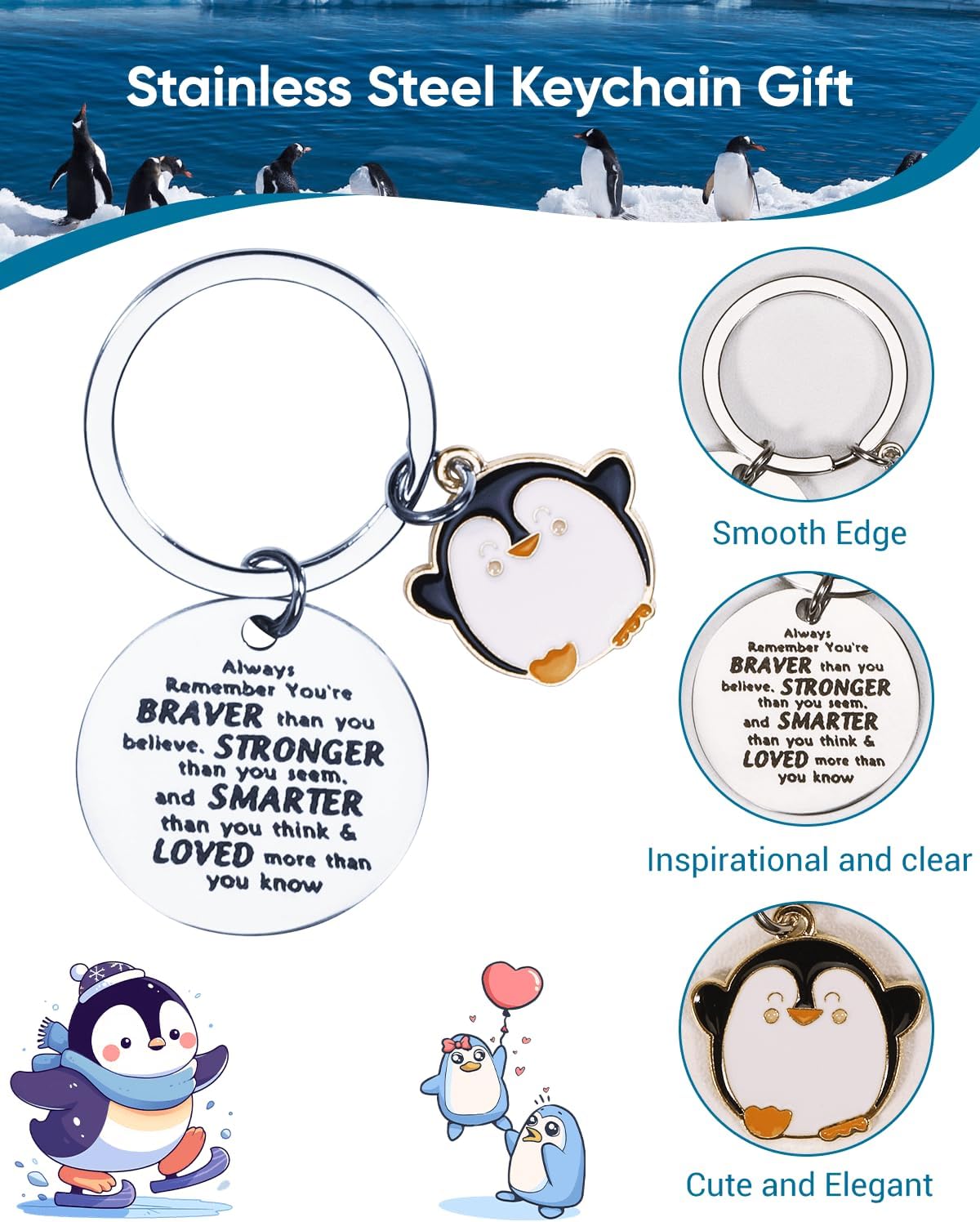 Penguin Gifts Set for Women, Birthday Gifts Set for Woman, Penguins Gifts for Girls, Penguin Gift for Women Penguins Lover Stuff for Friends/Teacher/Girlfriend with Glass Cup - Image 5