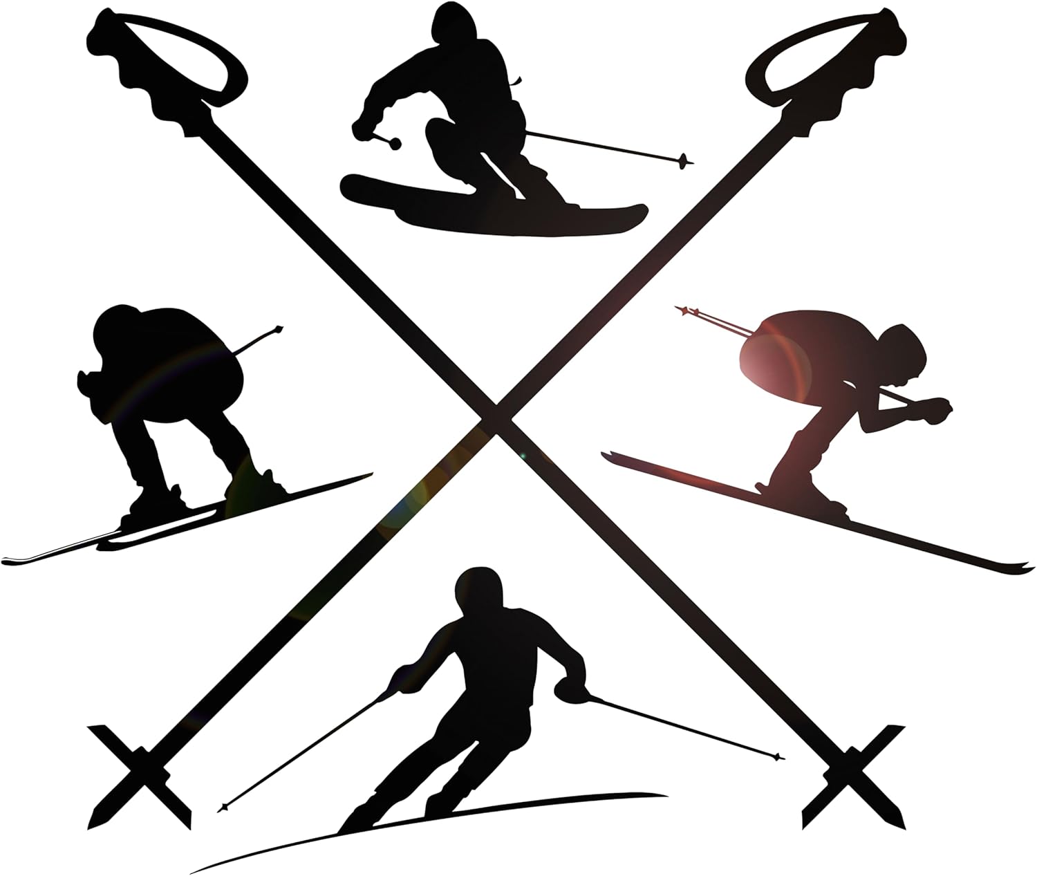 Large Vinyl Wall Decal Skiers Skiing Ski Rental Winter Sports Decor Stickers Mural (ig6107) Black