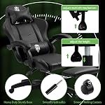 Gaming Chair with Footrest Ergonomic Computer Chair for Adult, Adjustable Headrest, Lumbar Pillow, Large Size Reclining Gaming Chair Big and Tall with Linkage Armrest for Home, Office