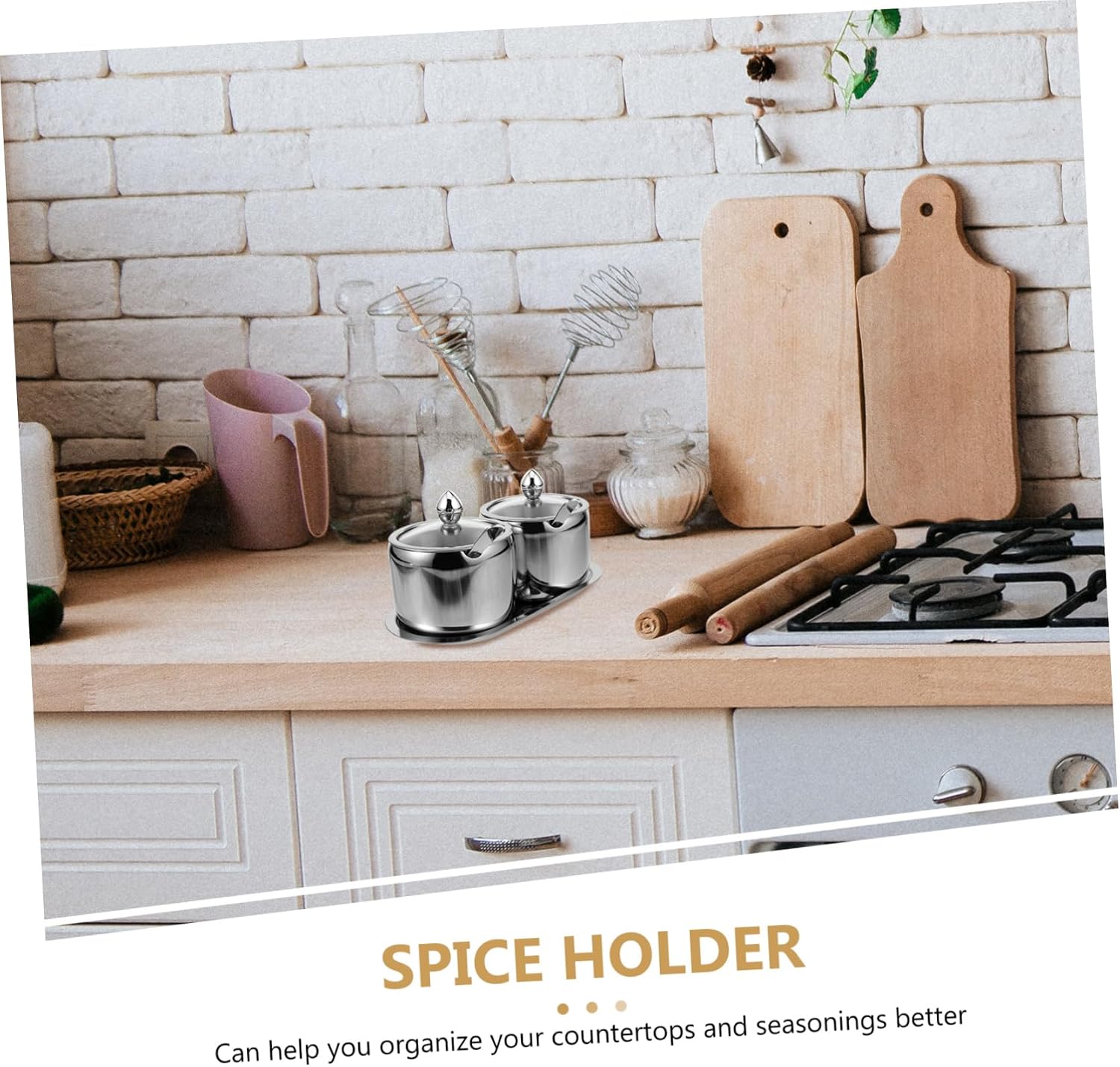 Unomor 1set Condiment Pot Glass Lid Multi-functional Spice Canister for Organized Kitchen Storage for Cooking and Hosting Space-saving Design for Efficient Countertop Organization