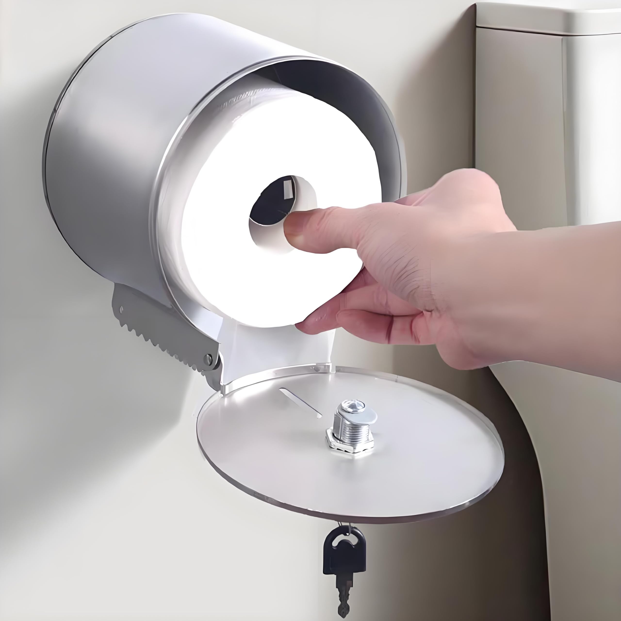 NICEME Toilet Roll Holder Wall Mounted, Stainless Steel Hand Towel Dispenser Lockable, Public Toilet Paper Dispenser - Image 2