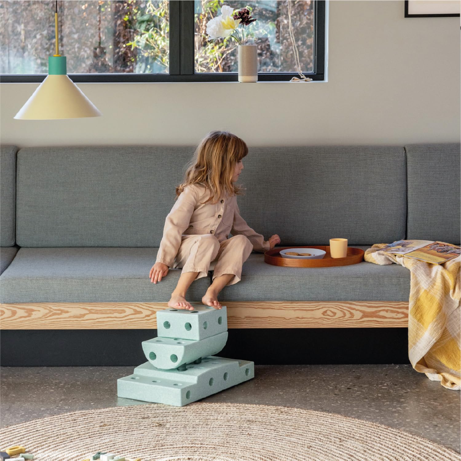 Modu Baukasten Starter-Set Playsystem Curiosity von 0-6 Jahren - Ocean Mint/Forest Green