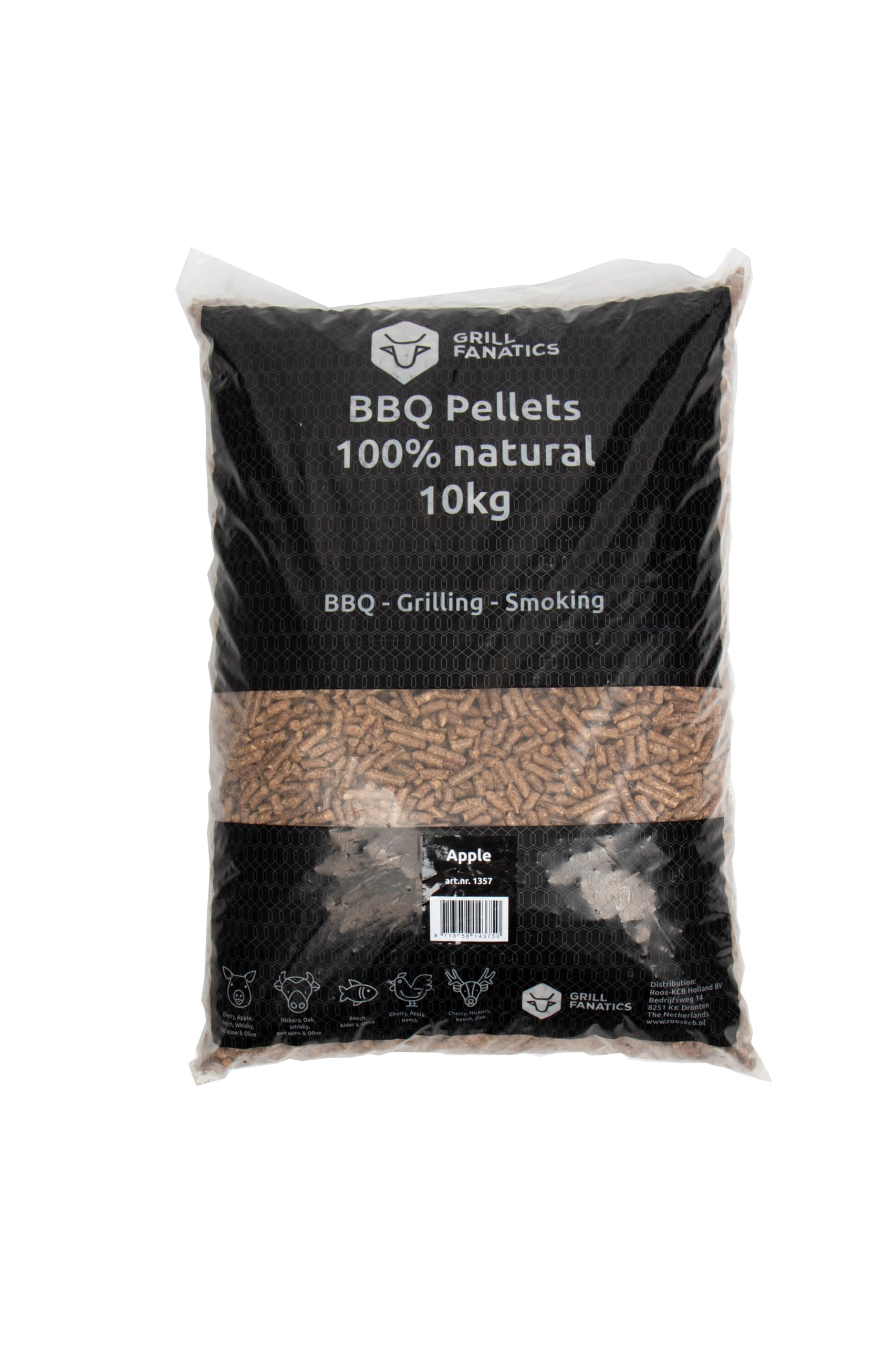 Pellets de madera para barbacoa, manzana, 10 kg