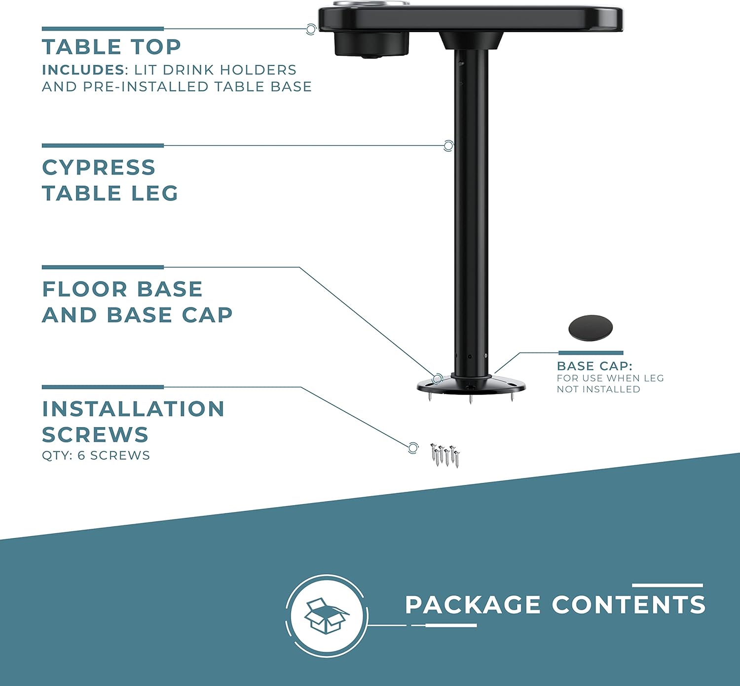 Manufacturers' Select ITC Marine Cocktail Boat Table Leg Set. Pontoon Accessories, Marine Pedestal Table