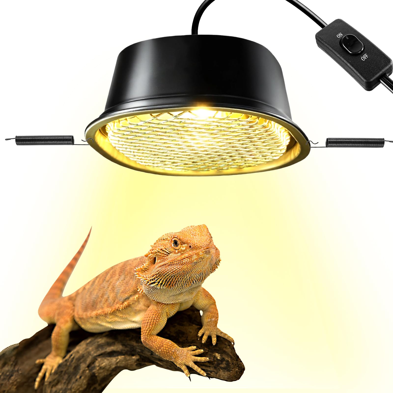 CAVACHEW G9 Reptile Heat Lamp Combo Kit- 50W UVA Basking Bulb & Low Profile Tank Hood for Bearded Dragons Turtles Lizards Leopard Geckos | Terrarium Heating Lamp with Safety Mesh & Warm White Bulb