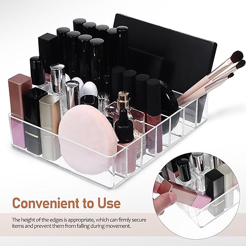 Miniatura 3 de Cabilock Organizador de maquillaje de 2 piezas, organizador de paleta de sombras de ojos, 7 secciones, acrílico, dividido, soporte de paleta de