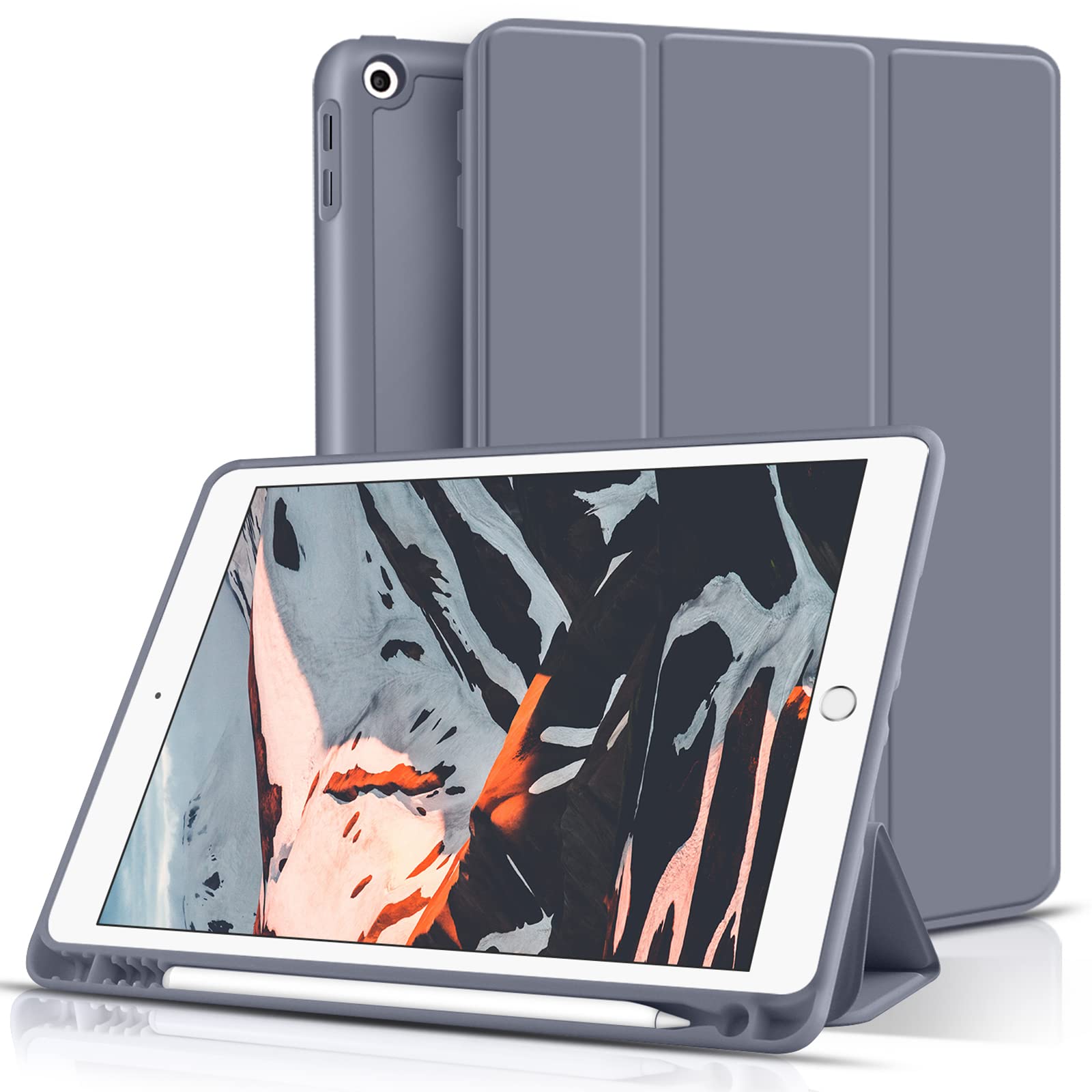 Hülle Für IPad 9,7 Zoll (5./6. Gen 2017/2018) – Hellblau, Mit Stifthalter, Auto Sleep/Wake, TPU-Rückseite