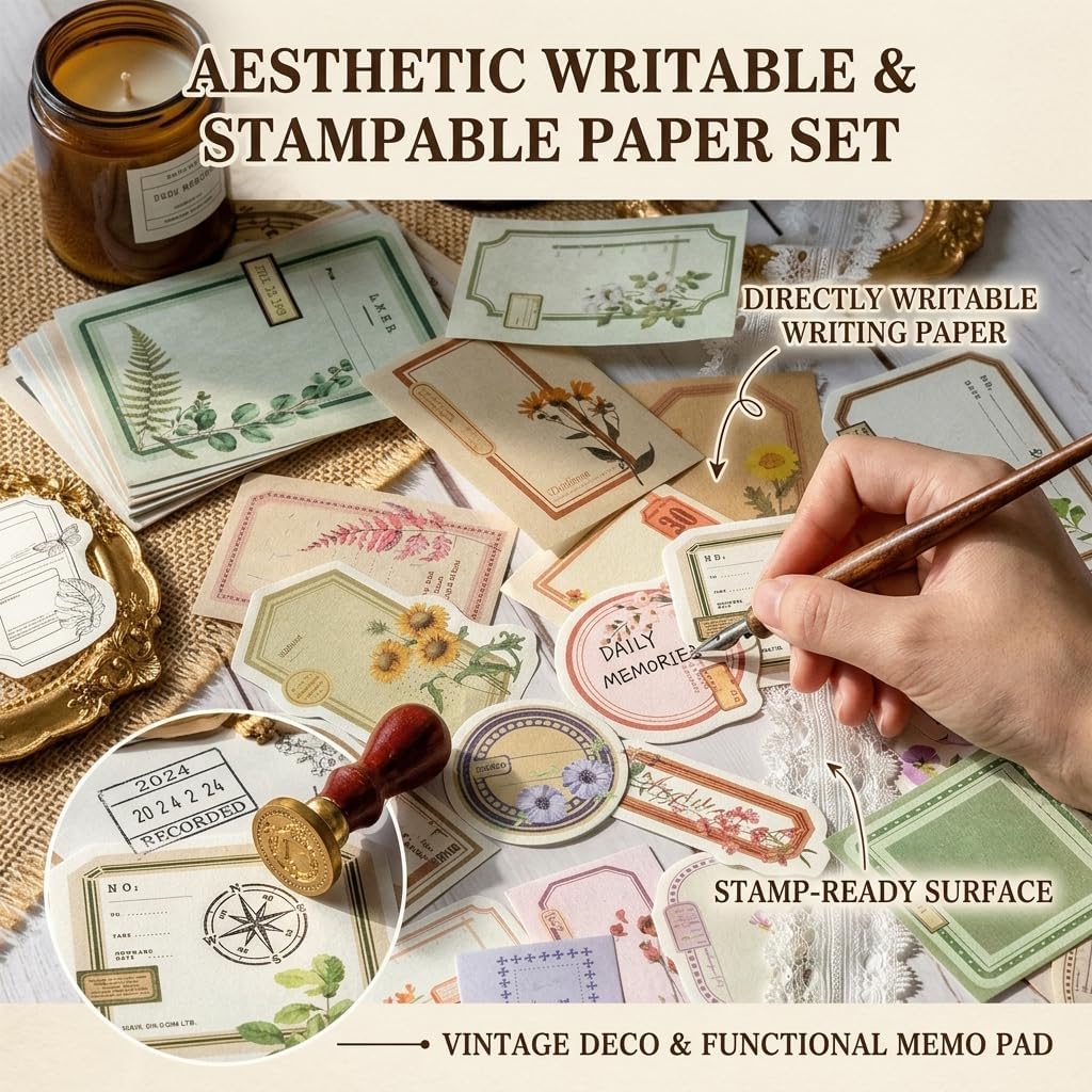 400PCS Vintage Scrapbook Paper Kit, Ephemera for Junk Journal Supplies | 200 Unique Patterns, 4 Free Hemp Ropes, Bulk, Multi Sizes, Tearable by Hand, for Planners, Scrapbooking, Collage, Card Making