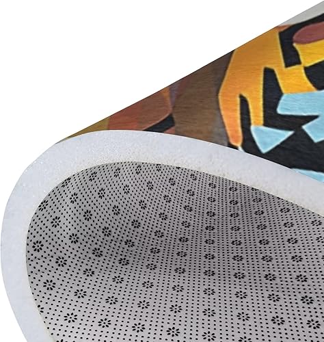 Miniatura 5 de Alfombra de área con cabeza de tigre de 7 x 5 pies, alfombras geométricas coloridas para sala de estar, alfombra con estampado de animales de tigre,