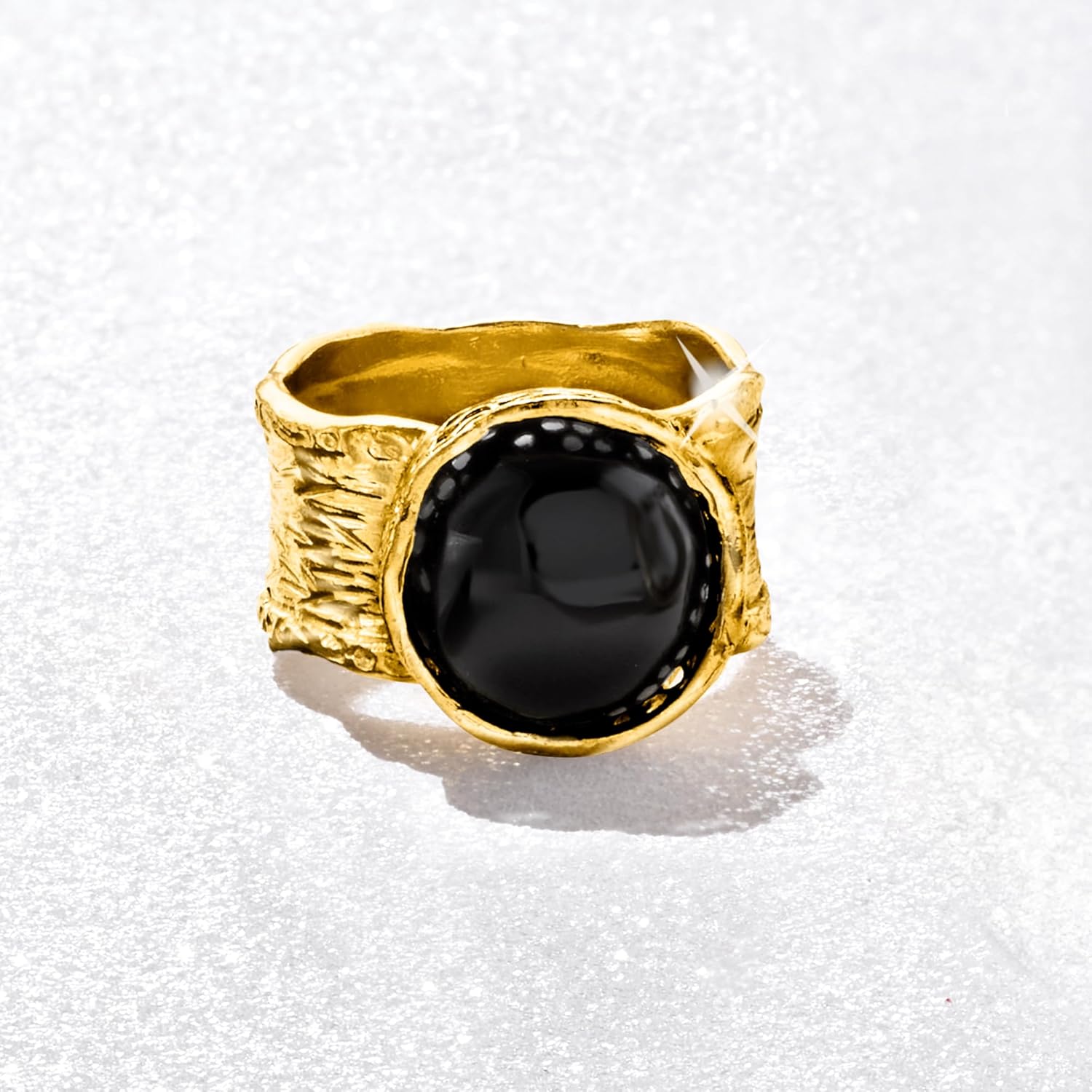 Ross-Simons Onyx Wide Ring in 18kt Gold Over Sterling