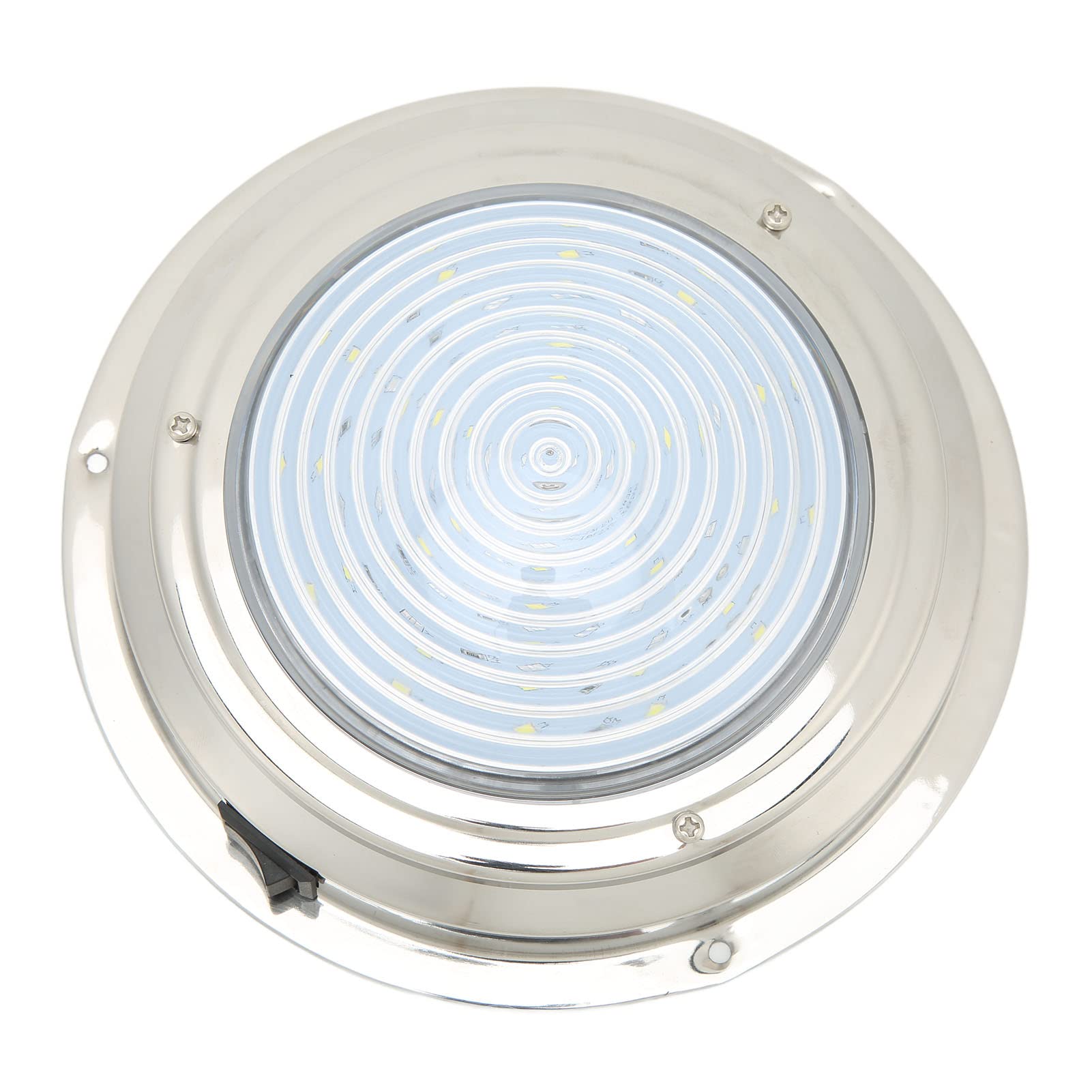 Tbest Luz de Cortesía LED para Barcos Acero Inoxidable 316 18 Cuentas de Lámpara Alto Brillo IP65 12 V Iluminación Interior Marina Redonda para RV Yate Cabina Baño Pasillo (Luz Blanca y Luz Roja)