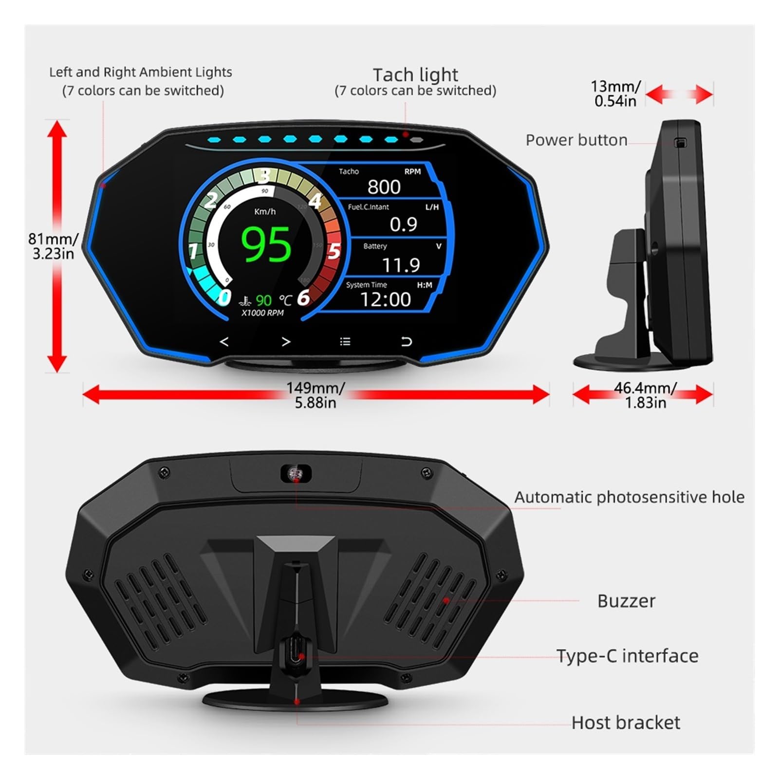 F11 OBD2 GPS HUD Wyświetlacz Samochodowy Head Up 4 Cal Prędkościomierz KMH MPH Tester Zegar Alarm Narzędzie Diagnostyczne Akcesoria Do Komputera Pokładowego Przyrząd Wielofunkcyjny