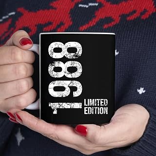 34th Birthday 34 Years Man Woman Retro Vintage 1988 Gift BlackMug, Tea Mug, Tea Cup, Coffee Cup