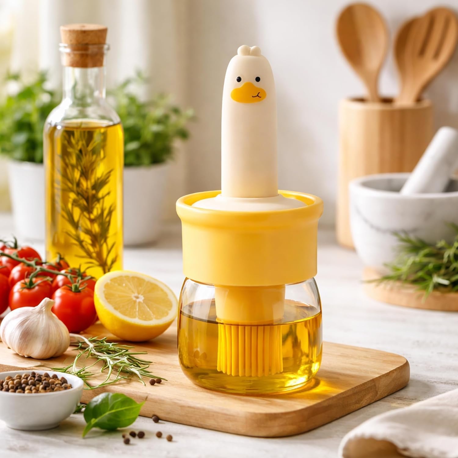 Plastic Oil Dispenser Bottle with Silicone Brush, 200ML Leakproof Kitchen Oil Jar for Cooking, BBQ, Baking & Air Fryer-image-31
