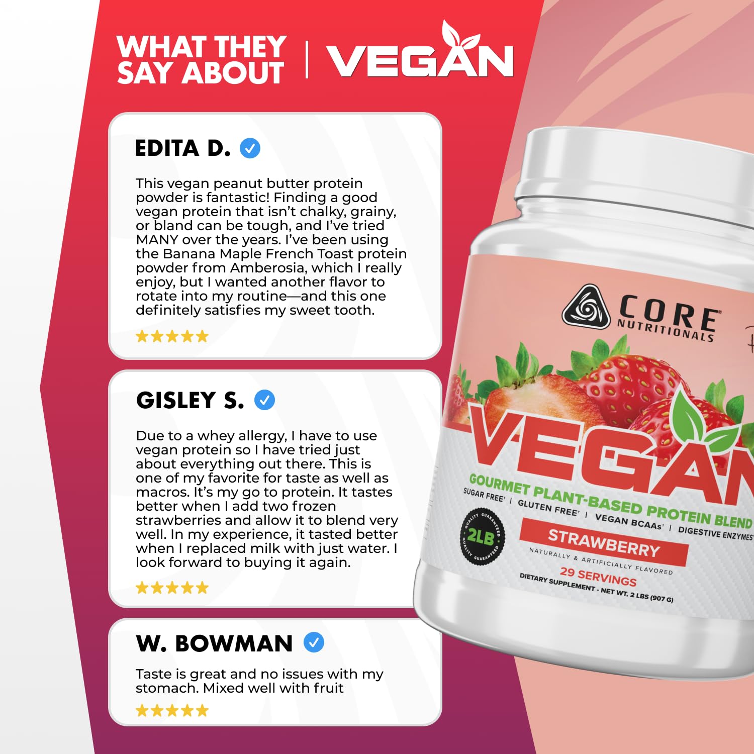 Core Nutritionals Vegan Plant Protein, Vanilla Crème, 2 lb — Amazon image 8