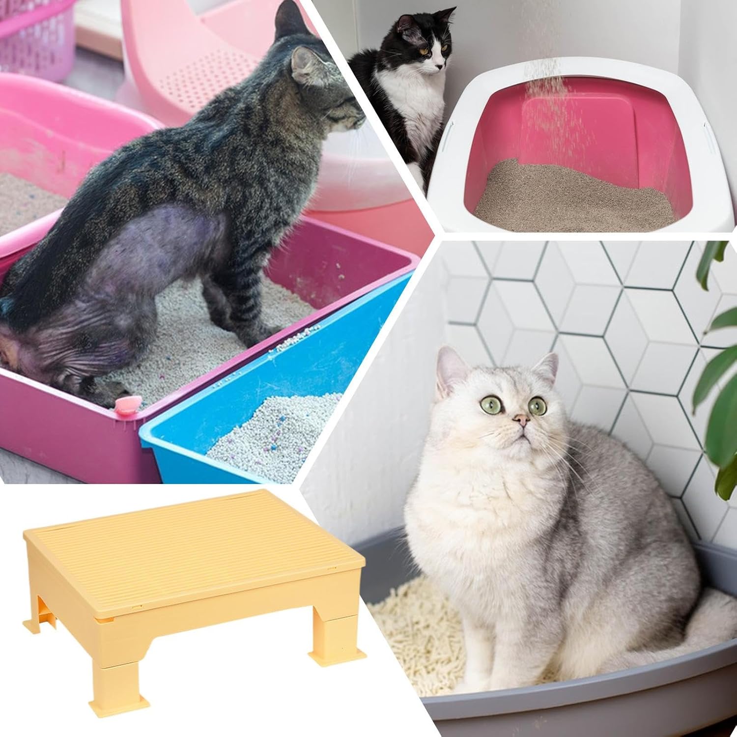 Cat Steps for Litter Box,Litter Case Pedal Stool | Height Adjustable Ramp with Filter Grid for Short-Legged Cats Seniors Kittens Adults Indoor Outdoor Apartment