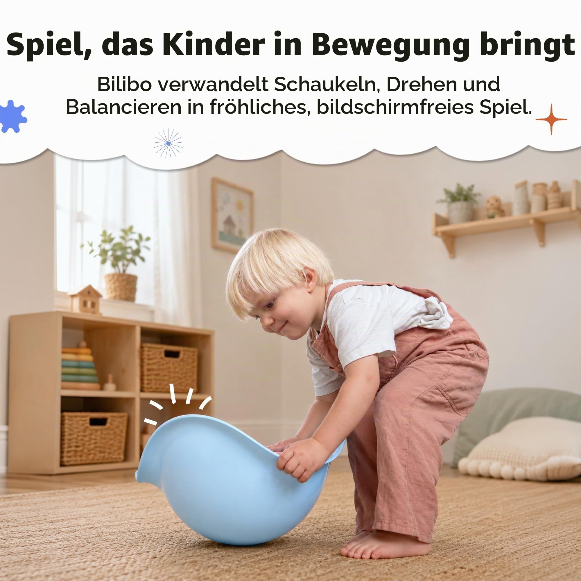 MOLUK 2843503 Bilibo eisblau, endlose Spiel-Möglichkeiten, Motorikspielzeug für Kinder ab 2 Jahren, Spielschale, innovatives Lernspielzeug