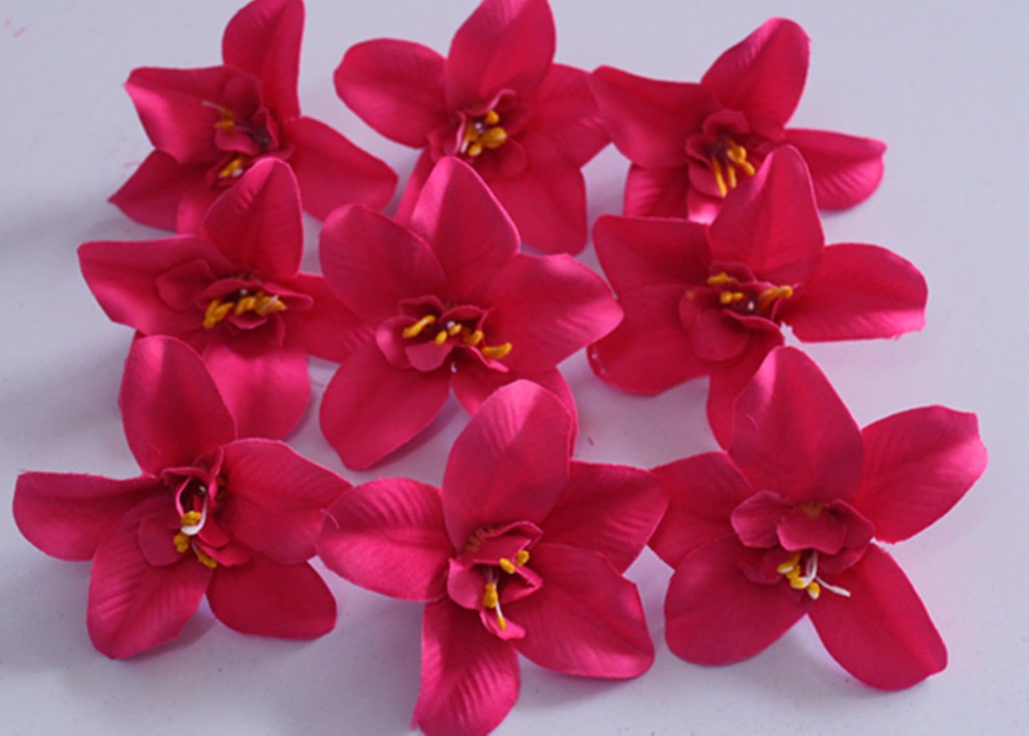 Artificial Silk Orchid Flower Heads Art Decor Dark Pink 8cm 10 Pcs Home & Kitchen
