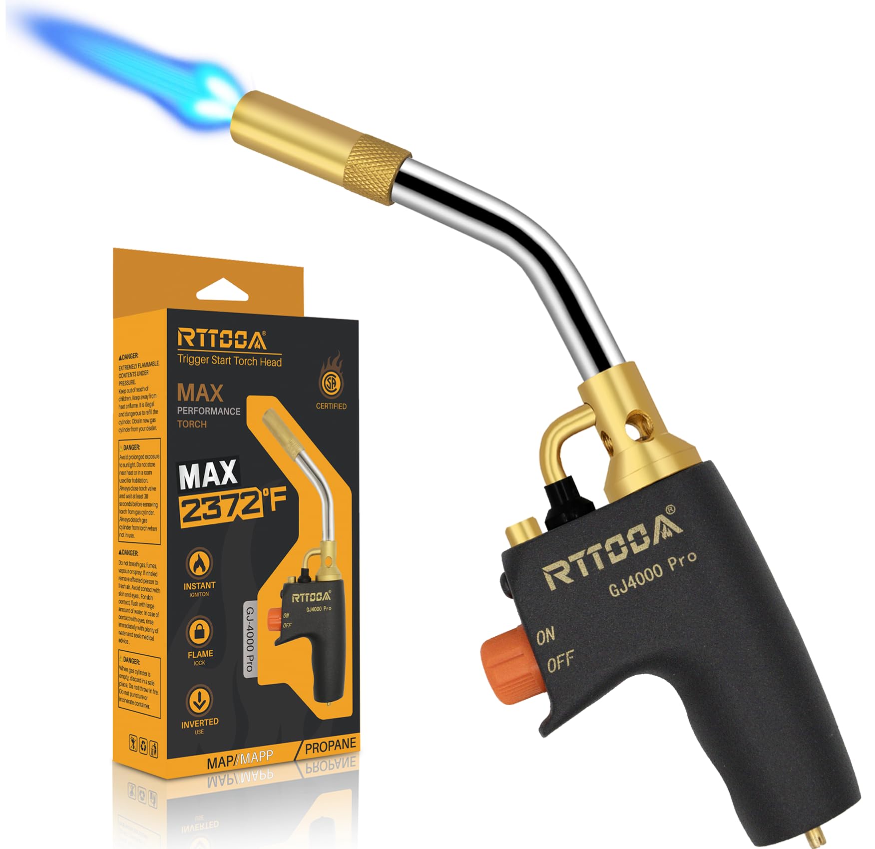 High Intensity Propane Torch Head,GJ-4000pro Trigger Start Torch;MAPP/Propane Gas Torch head in Culinary,Welding Metal Tubes and Loose Rusty Screws（CSA Certified)