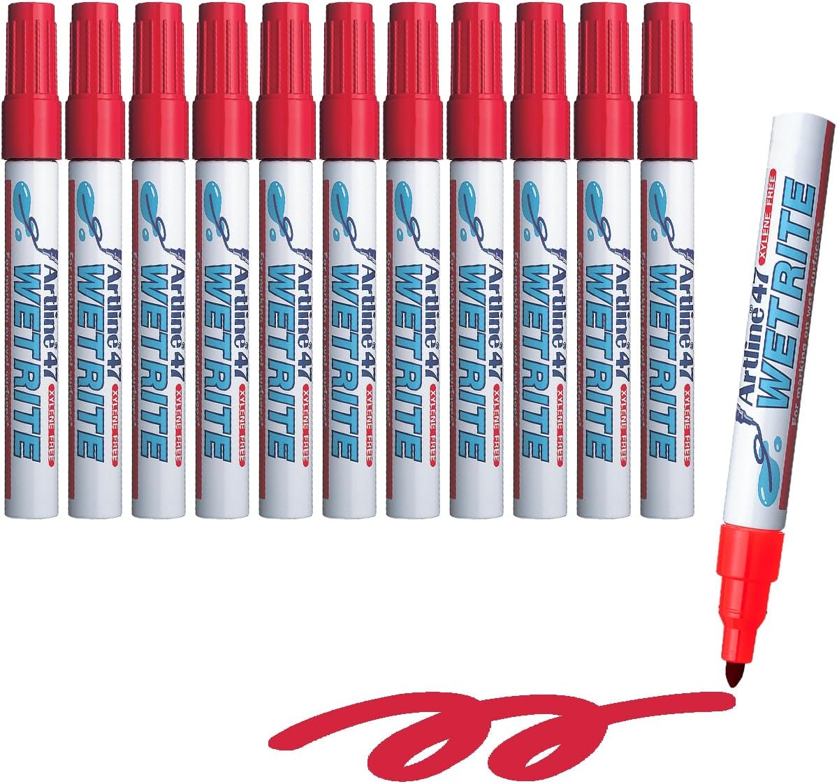 Artline 47 1.5mm Bullet Tip Wetrite Marker - Red (Pack of 12)