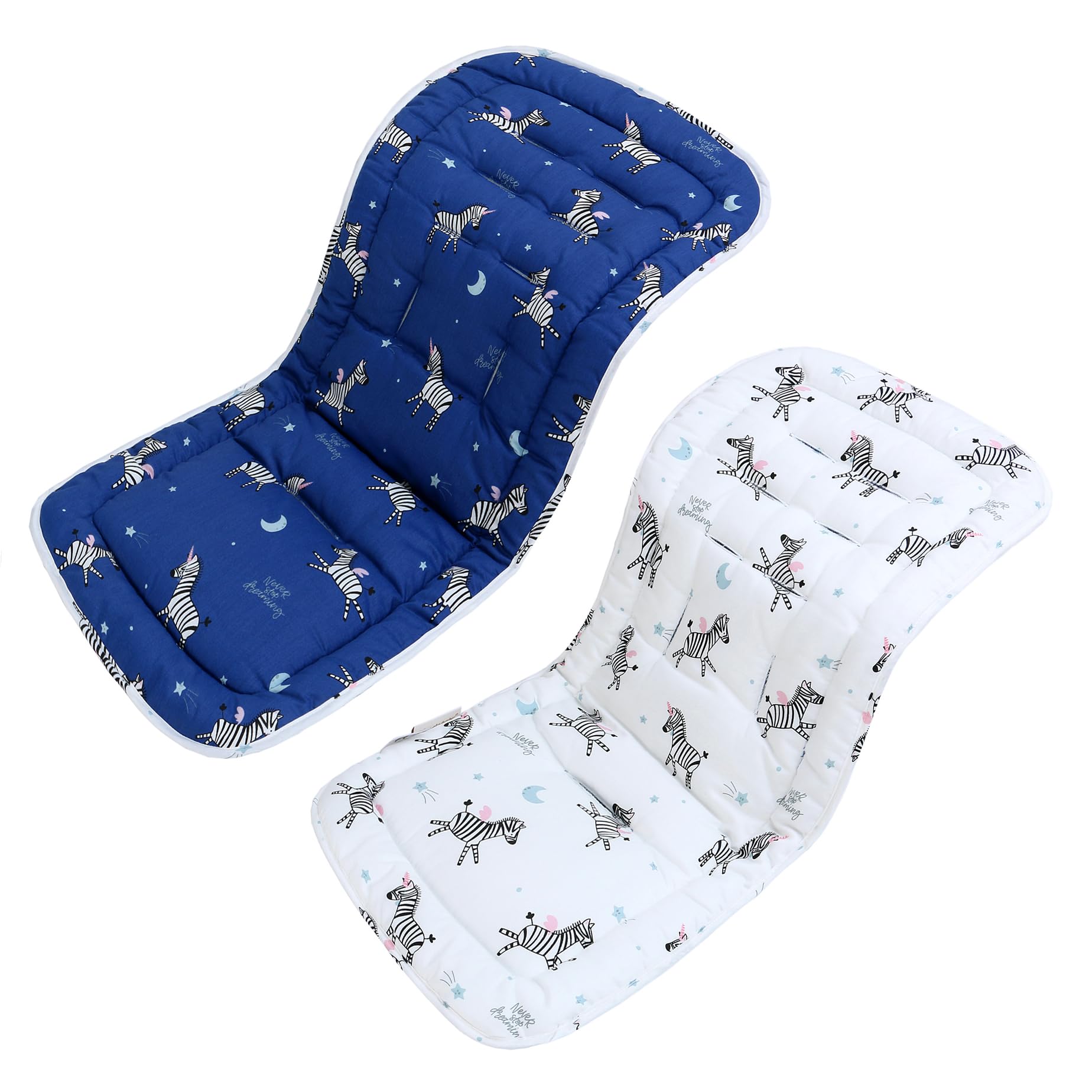 Baby Pushchair Seat Liners,Pram Liner Universal Fit for Most Pushchairs,100% Cotton Double-Sided Baby Stroller Cushion Pad,Stroller Seat Cover for Toddler Infant 1 Pack,78x34cm(Navy Blue+White Zebra)