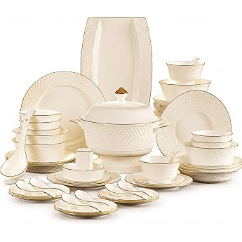 Plates and Bowls Set Crockery Set Diamond Rhombus Embossed