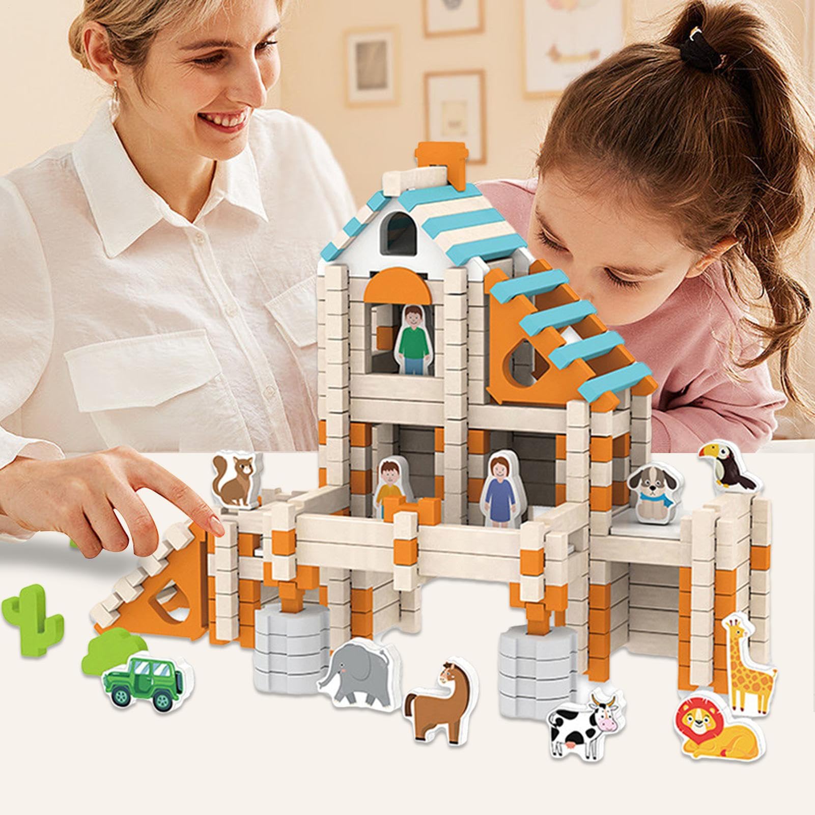 Bunte Holzbausteine für Kleinkinder, unterhaltsam und sicher für Kleinkinder, Reisepädagogie für Babys, die das Erwachen und die kognitive Entwicklung, die Feinmotorik fördern und sie erkennen