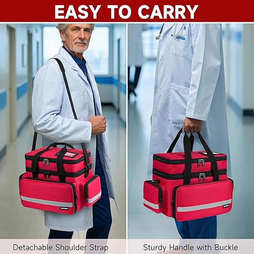 Miniatura 6 de Jaffzora Bolsa organizadora de medicamentos vacía, bolsa de enfermera de salud en el hogar, caja organizadora de botellas de píldoras, bolsa de