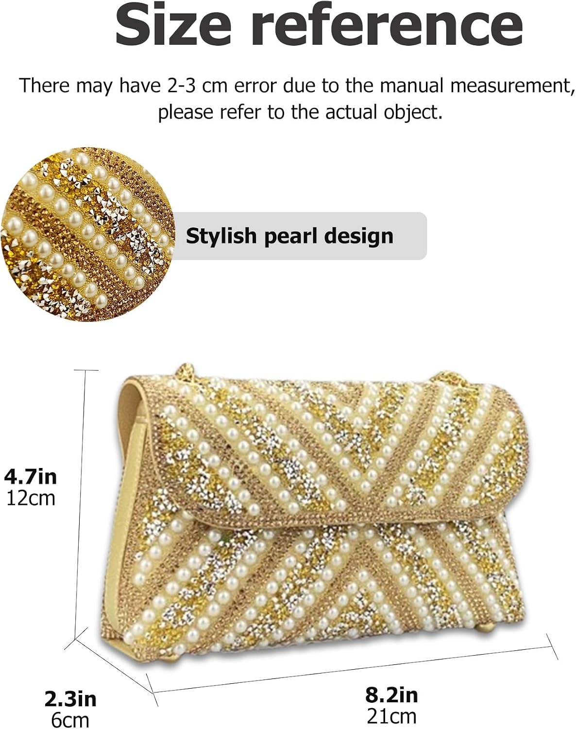 Sweetovo Rhinestones Clutch Purses for Women Chain Shoulder Bags Sparkly Evening Bags for Cocktail Prom Party Wedding