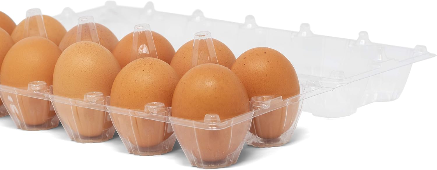 50 Pack of Egg Cartons, NO EGGS!- Bulk, Clear Plastic Egg CARTONS ONLY, 50 pack, Wholesale Chicken Egg Cartons for Farmers, Agricultural Industries and more, by American Heritage Industries