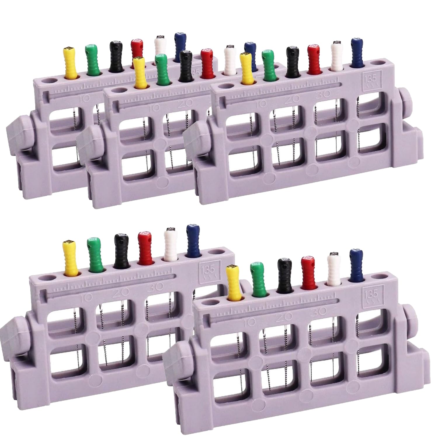 5PCS/Set 8 Holes Dental Endo Files Holder Dispenser, Endodontic Drill Stand Root Canal File Block (Gray)
