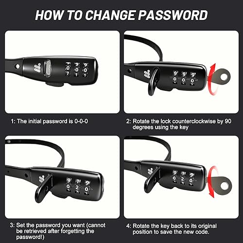 Miniatura 3 de Cerradura de amarre con cremallera, bloqueo de cable ajustable con núcleo de acero inoxidable, bloqueo de cable multiusos para cerradura de