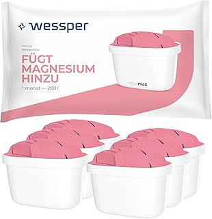 Wessper Wasserfilter Kartuschen für Wasser Kanne, Magnesium AquaMax Filter, Aktivkohlefilter Kompatibel mit Phillips, PearlCo, Brita Maxtra Plus - 6er Pack
