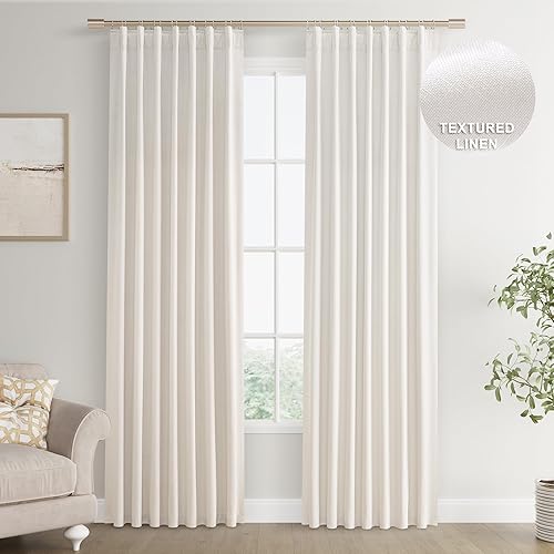 Miniatura 65 de Joywell Cortinas de lino 100% opacas de 45 pulgadas de largo, bolsillo para barra/pestaña trasera, cinturón de gancho/anillos de clip, cortinas de