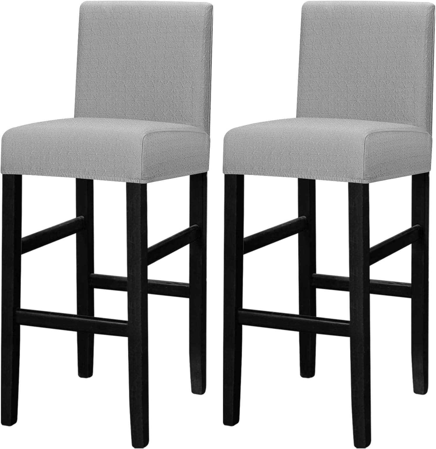 Lellen Bar Stool Covers Set of 2 - Jacquard Bar Stool Covers with Backs - High Stool Chair Covers for Kitchen Dining Room