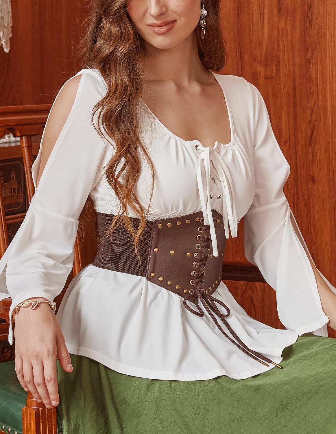 Scarlet Darkness Renaissance Shirt Women Pirate Costume Women Vintage Corset Tops - Image 8