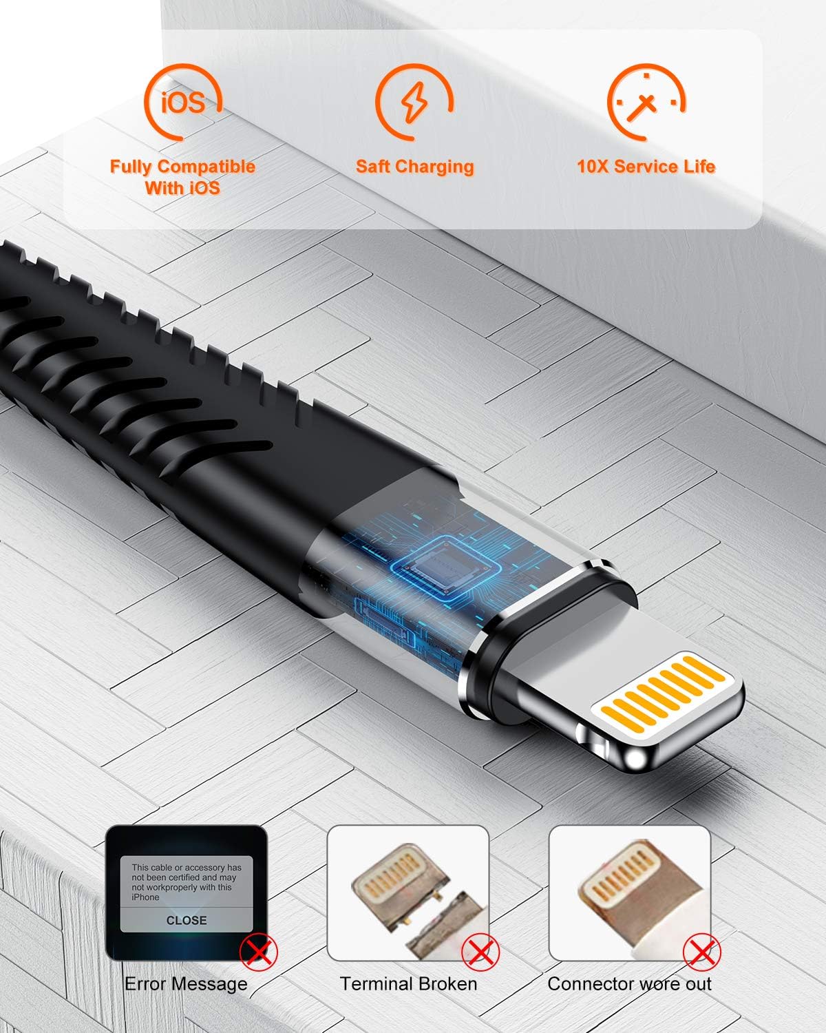 Extra Long iPhone Charger Cable 16ft/5M, Apple MFi Certified Lightning Cable Longer Than 15ft Apple Cable,High Fast/Data Sync 16 Feet iPhone Charging Cord for Apple iPhone 12/11 Pro/11/XS MAX/XR/8/7/6