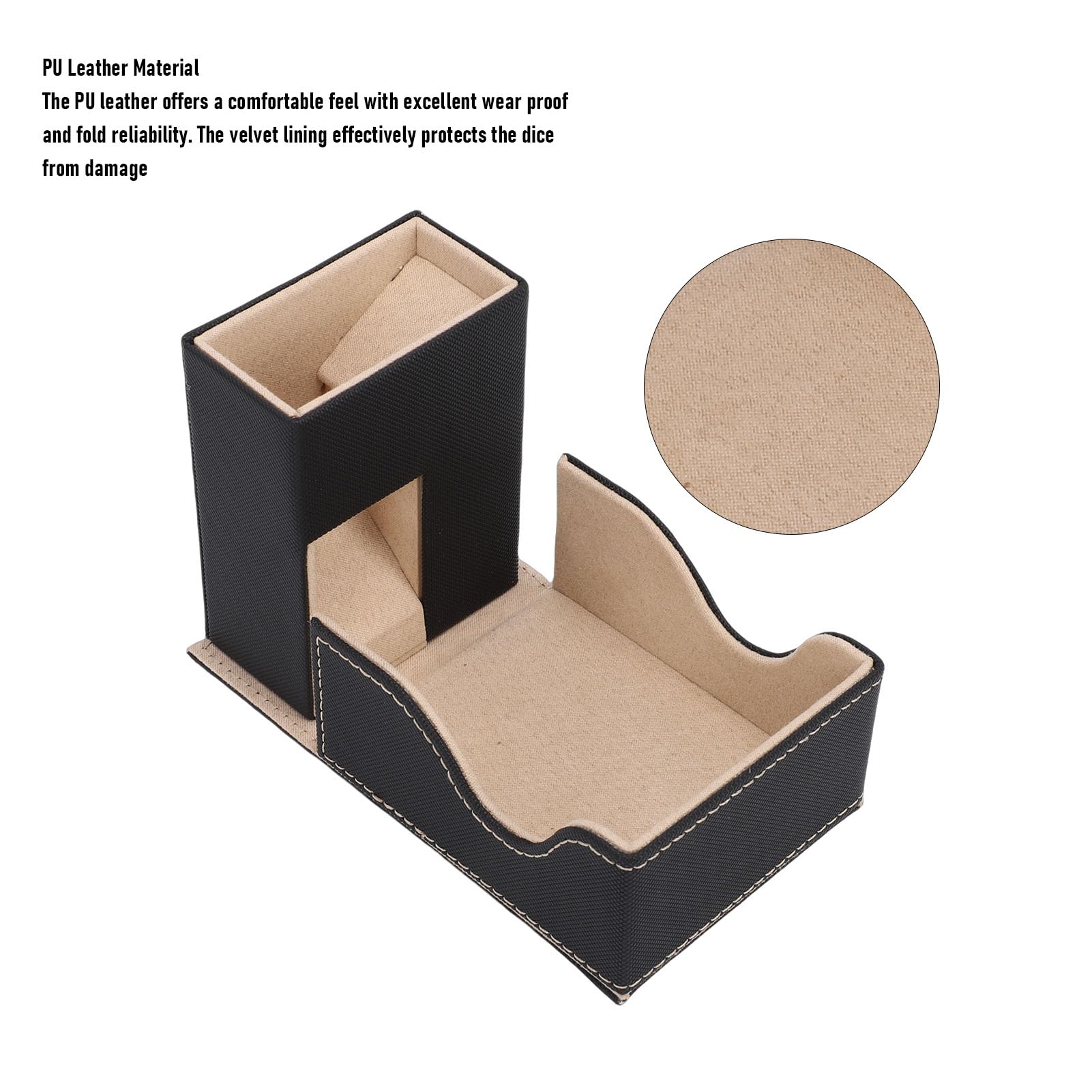 Cocoarm Torre de Dados Plegable, Torre de Rodamiento Magnética en Piel PU con Forro de Terciopelo para Juegos de Mesa D&D RPG (Oro Negro)