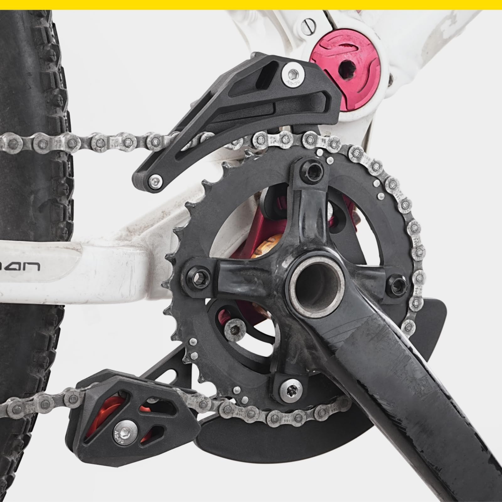 Guida per catena da mountain bike a disco singolo, contenitore per catena di bicicletta compatibile con rotore a disco 32T-38T, facile da montare su ISCG03 ISCG05 per i ciclisti, protezione
