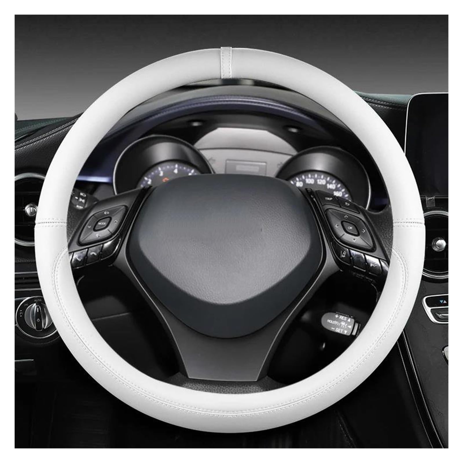 Lenkradabdeckung Mikrofaser Leder Sport Auto Lenkrad Abdeckung Für Toyota Für CHR Für C-HR Zubehör Lenkrad Bezug Auto(Weiss)