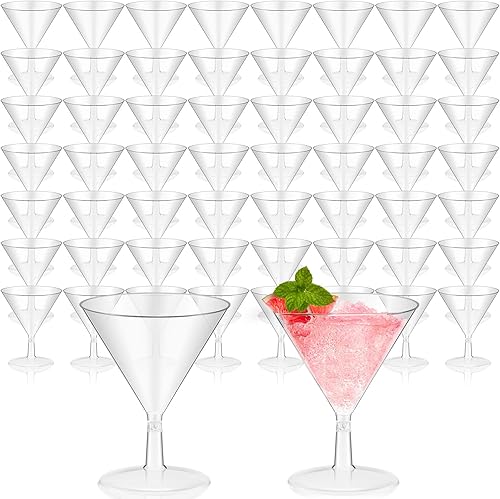 Miniatura 10 de Yinkin 12 Piezas Vasos de Martini de Plástico de 2 oz Desechables Transparentes para Cóctel Postre Parfait Vasos Irrompibles Mini Copas de Martini