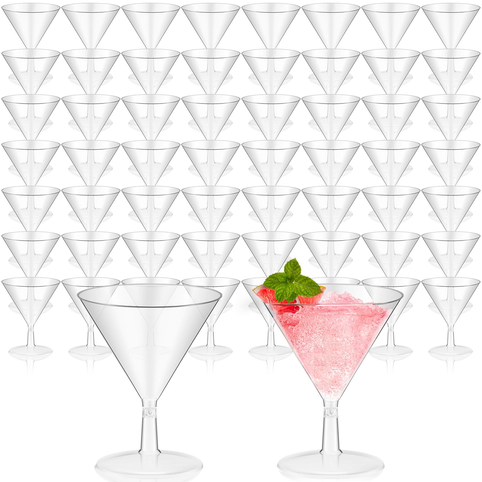 Yinkin 50 Pcs 2 oz Plastic Martini Glasses, Disposable Martini Cups, Clear
