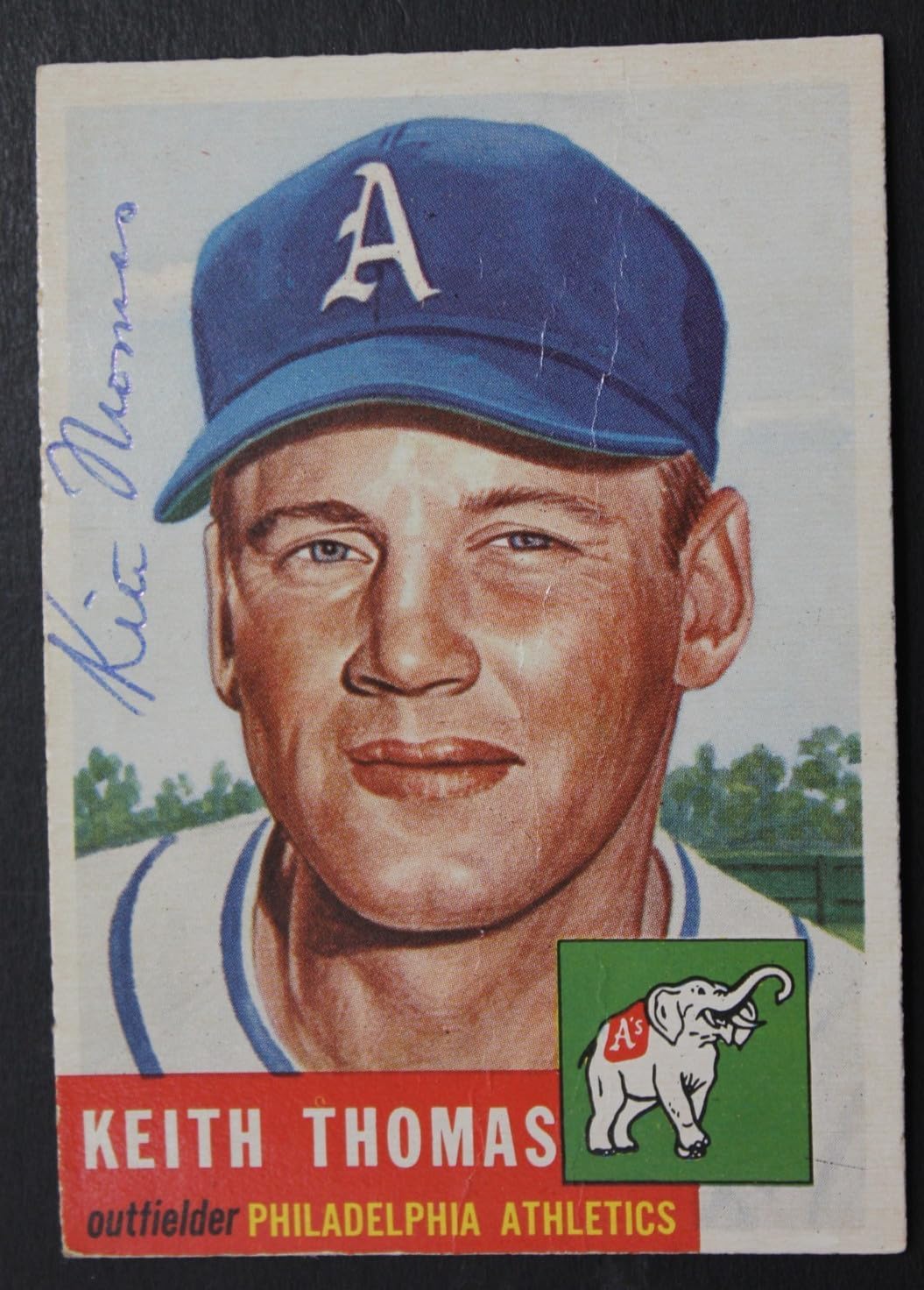 Keith Kite Thomas (d.1995) Autographed 1953 Topps #129 Signed Vintage Card