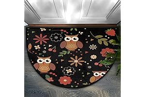 Welcome Your Guests with Owl Charm: Animal Owl Flower Pattern Half-Round Door Mat