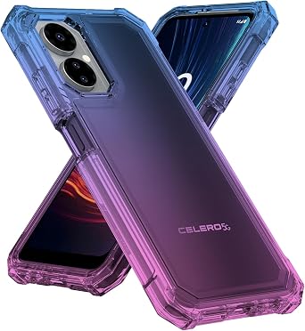 Ailiber for Celero 3 5G Phone Case, Boost Mobile Celero 2024 5G Case with Screen Protector, 2 Layer Structure Protection, Shockproof Corner TPU Bumper, Heavy Duty Slim Cover for Celero 5G 3-Blue Pink