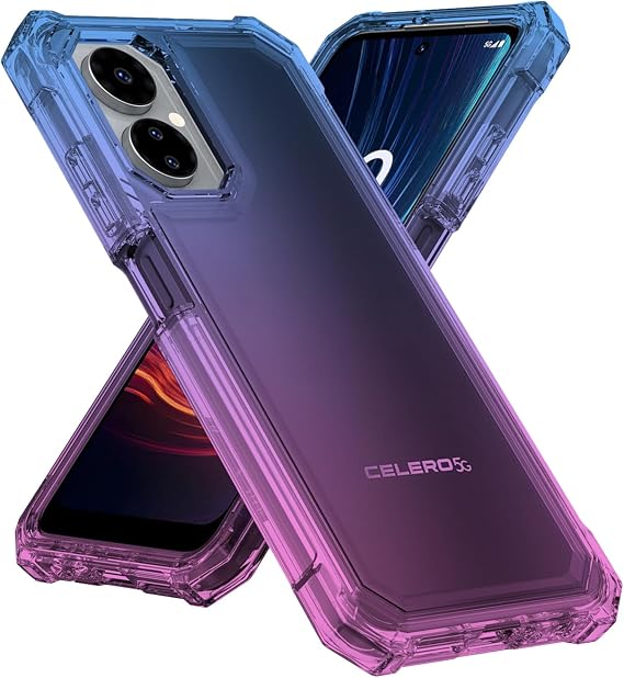 Ailiber for Celero 3 5G Phone Case, Boost Mobile Celero 2024 5G Case with Screen Protector, 2 Layer Structure Protection, Shockproof Corner TPU Bumper, Heavy Duty Slim Cover for Celero 5G 3-Blue Pink