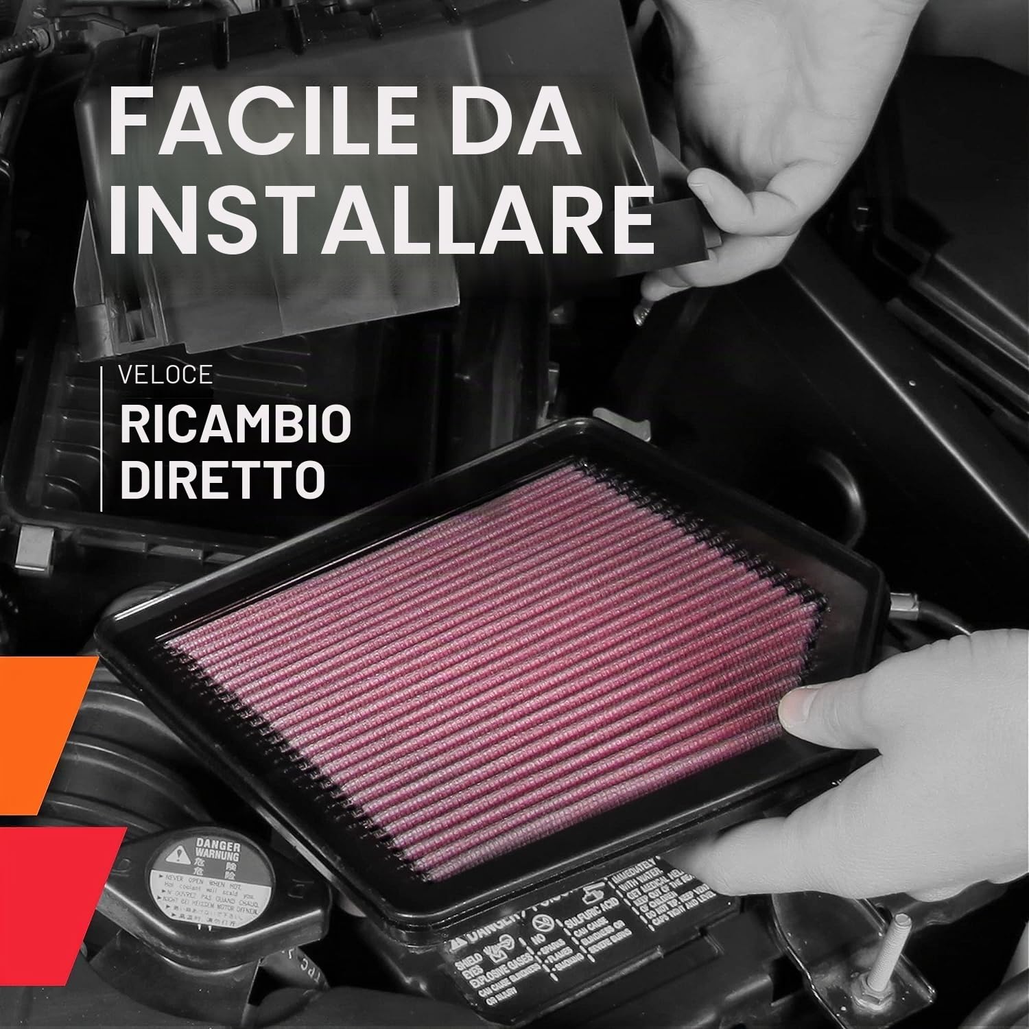 K & N 33 – 3037 Filtro ad Aria, rosso