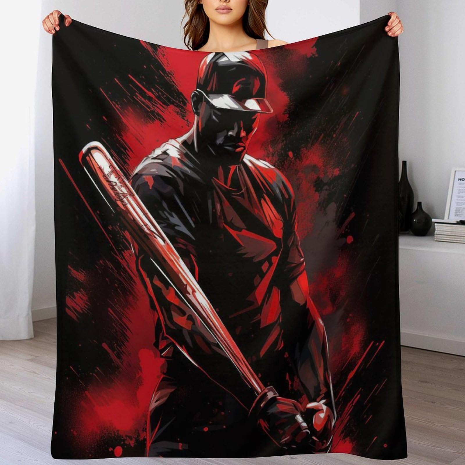 Couverture baseball en flannel 100x130cm jeté de canapé et chaise