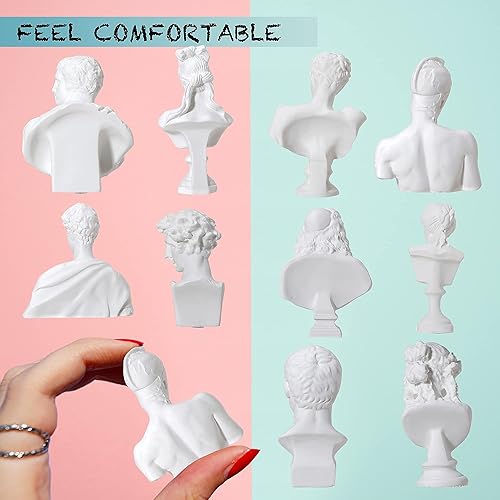 Vista 7 de LAGOM HOUSE Juego de 10 esculturas de busto griego, mini esculturas romanas de busto renacentista, estatua de mitología de diosa pequeña