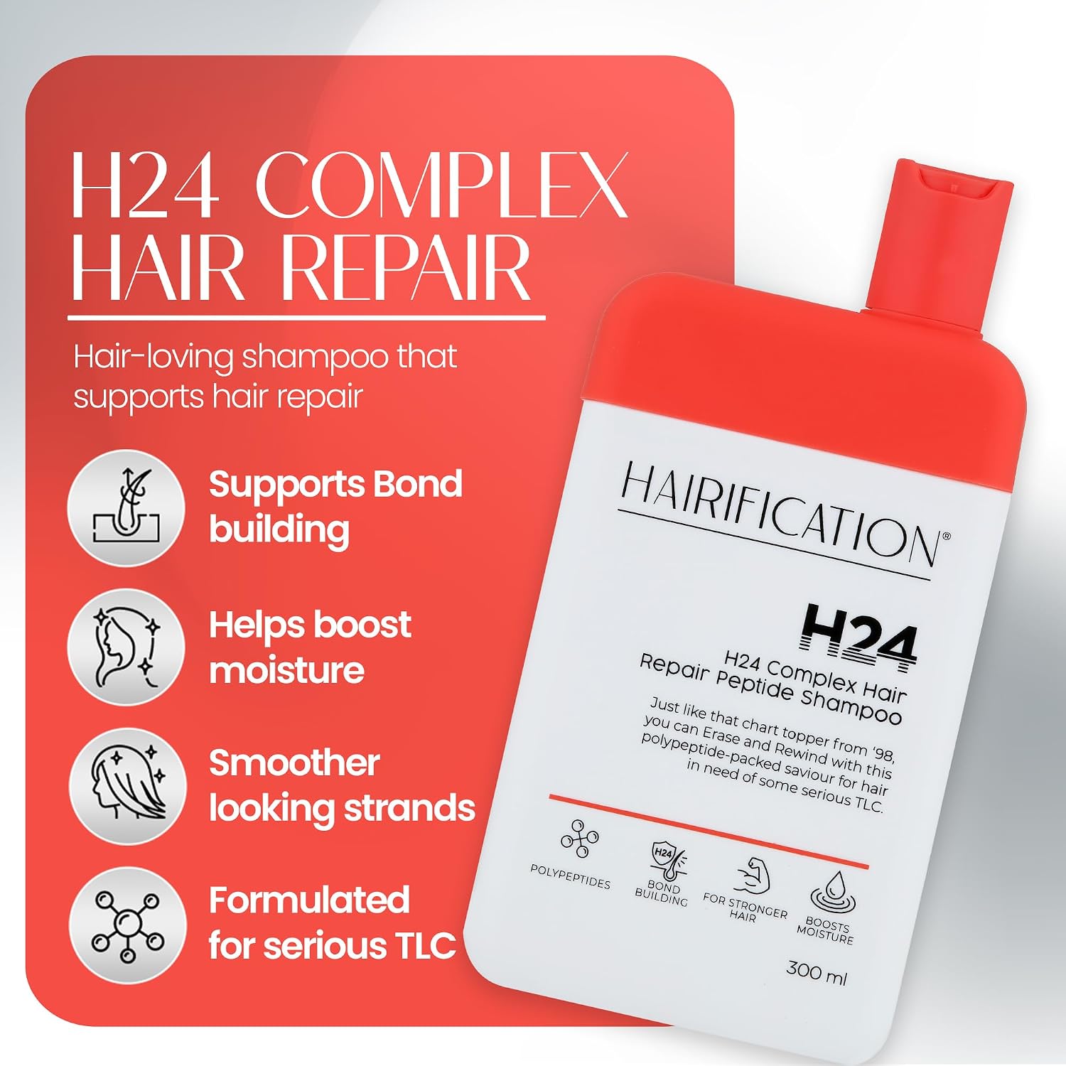 H24 Complex Peptide Shampoo for Women, Bond Care Formula with Hydrating Ingredients for Stronger-Looking, Revitalized Hair – 300ml